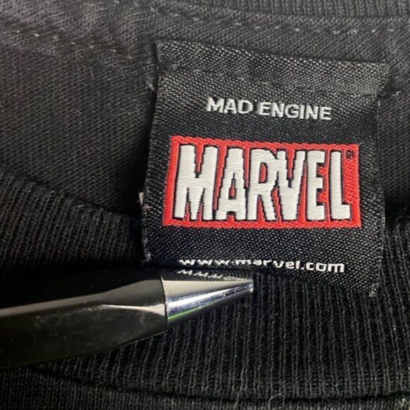 MAD ENGINE Men's Marvel Comics Black Upcycled Cut Off Crew Neck T Shirt US L - Picture 11 of 12